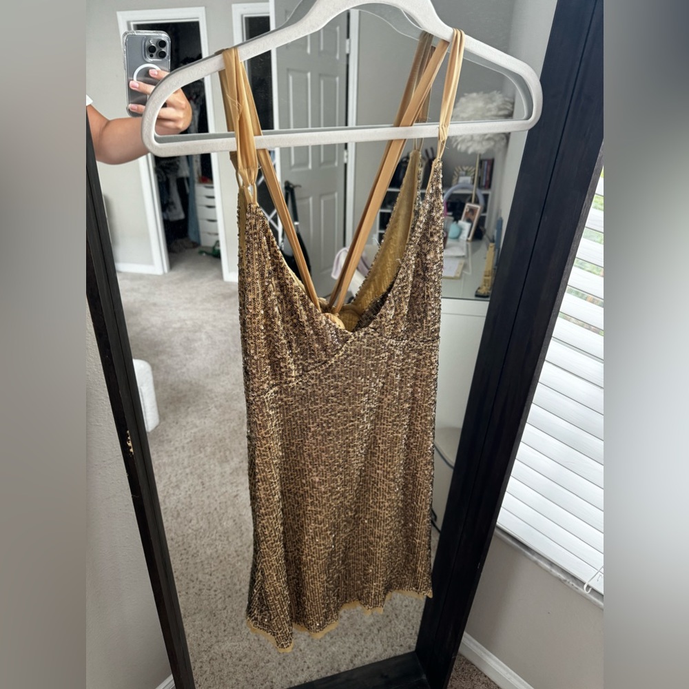 Free People Gold Sequin Dress!!